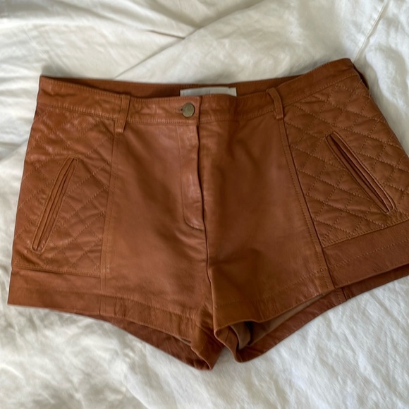 Thakoon Addition Lambskin Leather Quilted Shorts - Picture 2 of 14